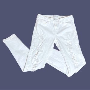 Forever21 white distressed jeans